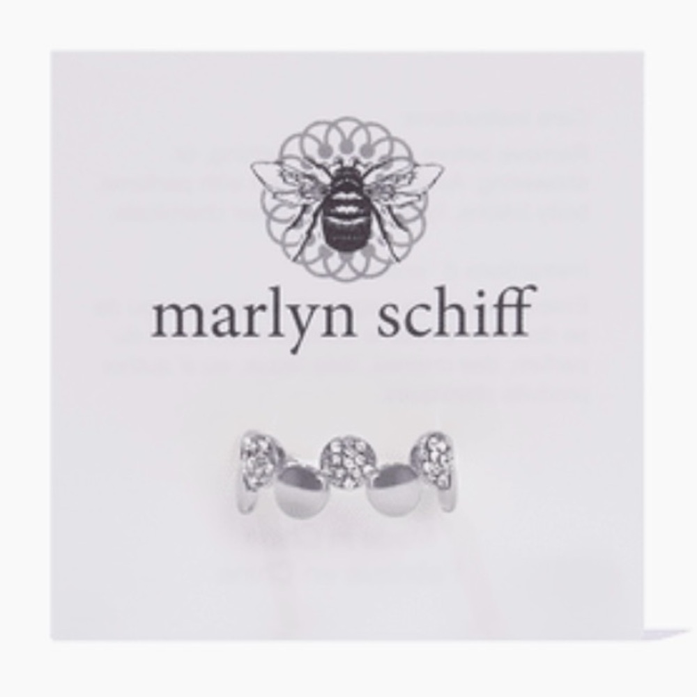 Marlyn Schiff Adjustable Silver Disc Pave Ring